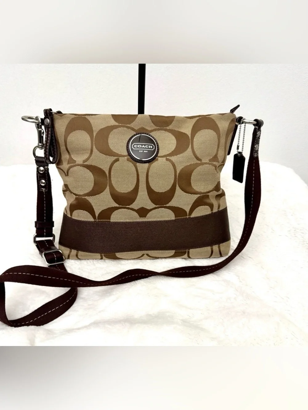 Coach Signature Stripe File Crossbody Bag F19220 / F17435